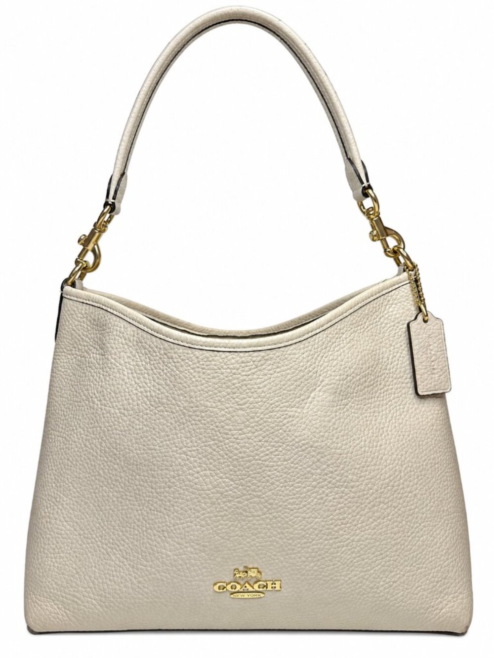 Coach Cream Pebbled Shoulder Bag with removable and adjustable crossbody strap